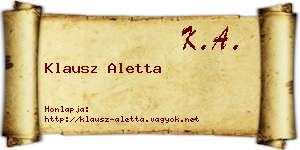 Klausz Aletta névjegykártya